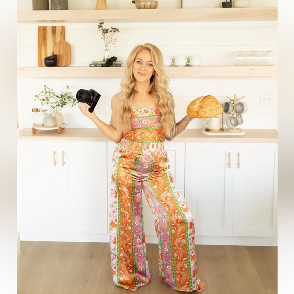 House Of Harlow 1960 Floral Two Piece Strapless Crop Top w/ Wide Leg Pant Large - Picture 13 of 13